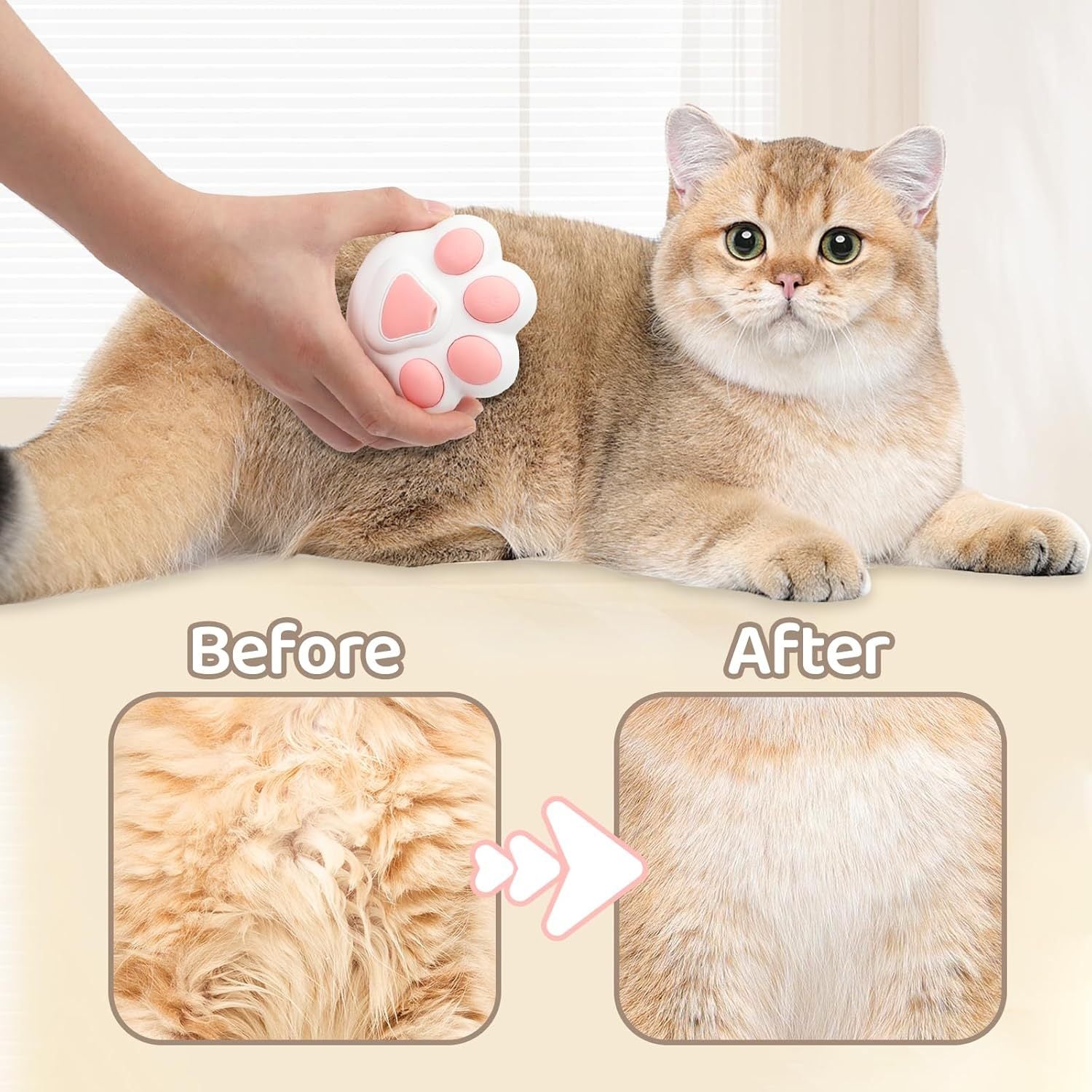JMT-308746 4-in-1 Steam Cat Brush for Effective Fur Removal, Gentle Massage & Easy Cleaning