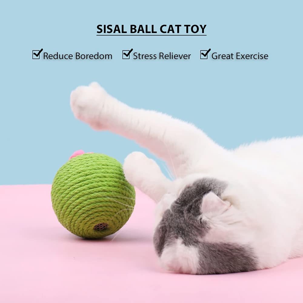 JMT-308810 Interactive Cat Scratcher Ball with Natural Sisal for Indoor Play and Exercise