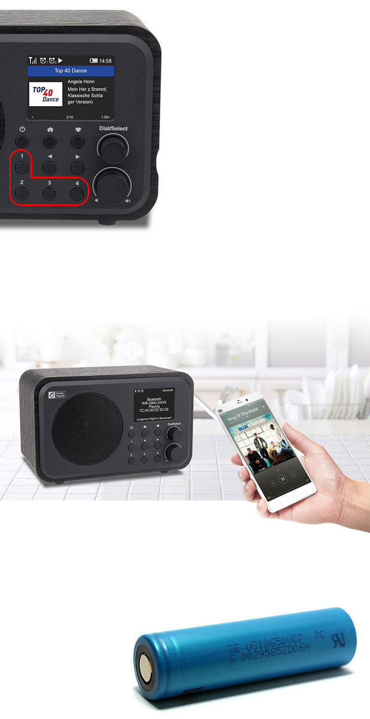 JMT-309002 Compact Wi-Fi Audio Receiver with Bluetooth and Built-in Battery