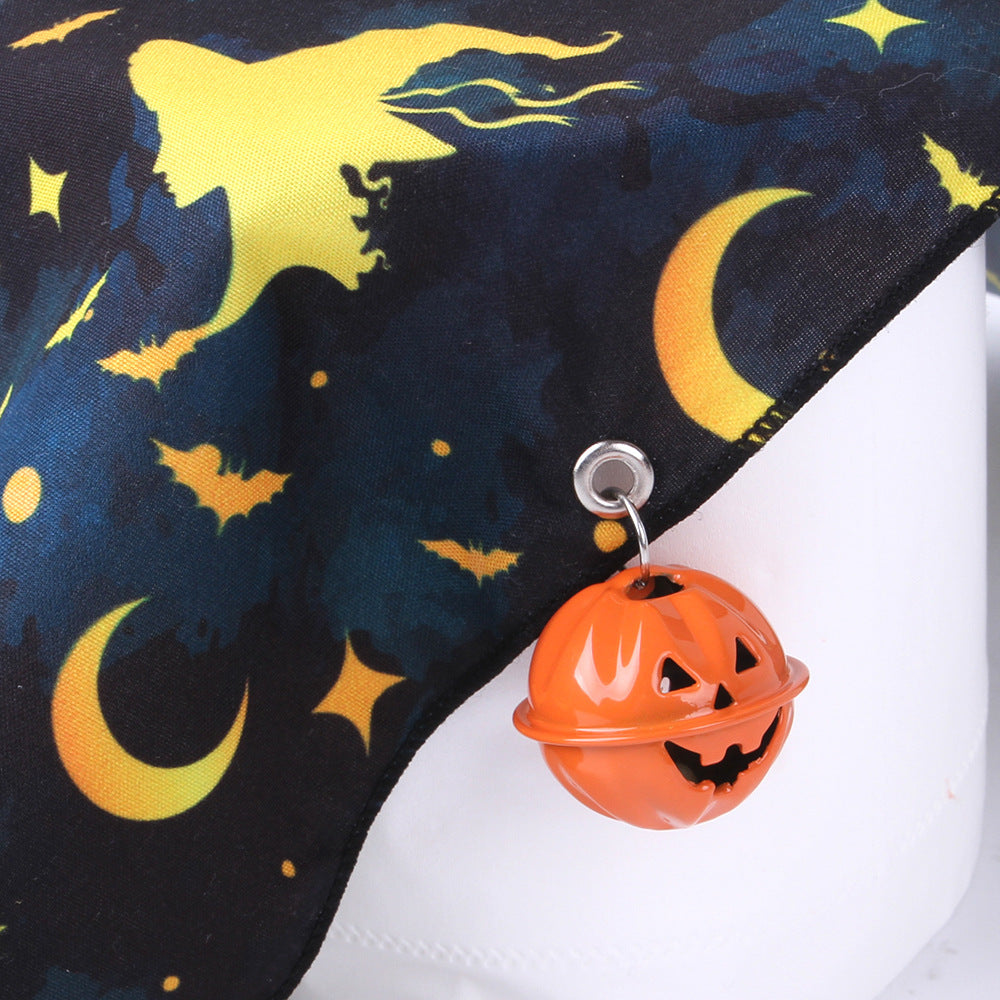 JMT-309130 Pet Dog and Cat Halloween Triangle Bandana Towel - Polyester Print with Spooky Designs