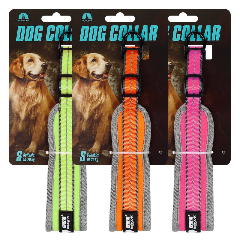 JMT-309322 Durable Lycra Dog Collar in Green, Orange, and Rose Red for All Seasons - Size S, M, L Available