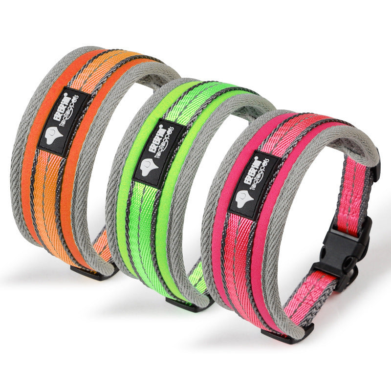 JMT-309322 Durable Lycra Dog Collar in Green, Orange, and Rose Red for All Seasons - Size S, M, L Available