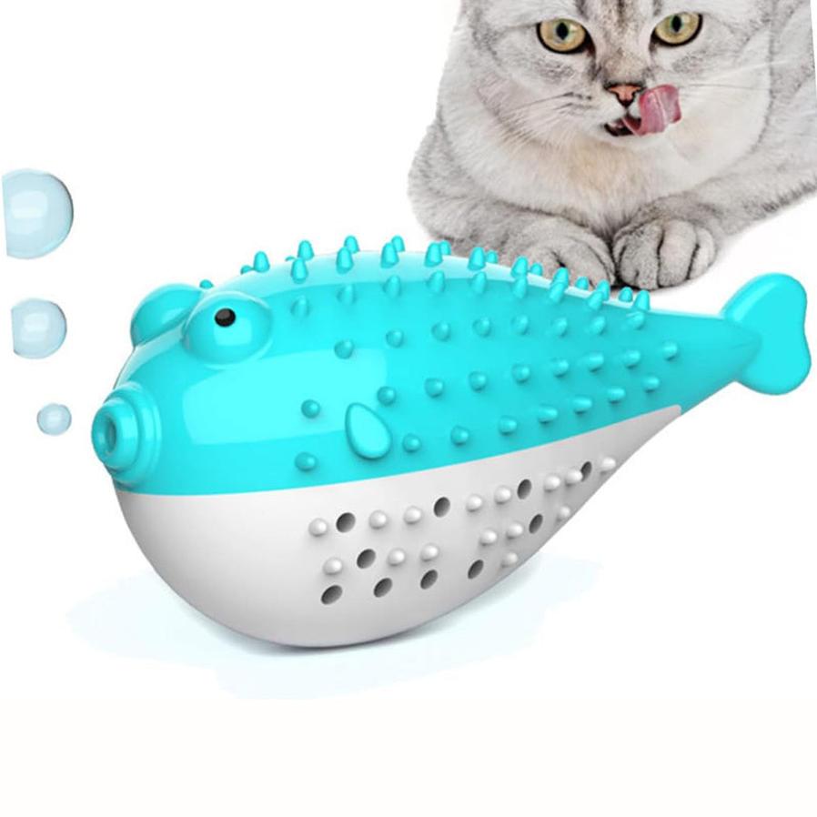 JMT-309898 Silicone Cat Chew Toy with Fish Design - Interactive Teaser and Toothbrush for Play and Dental Health
