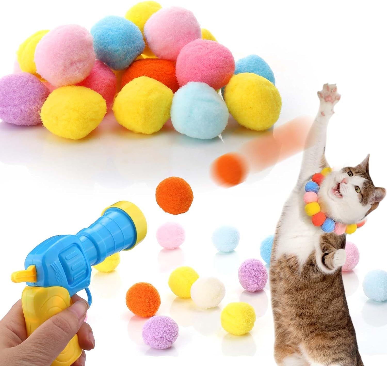 JMT-309962 Interactive Cat Toy Launcher with 20 Plush Balls for Engaging Indoor Play