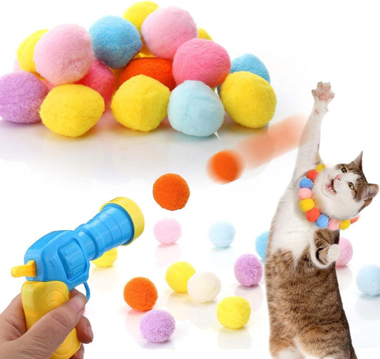 JMT-309962 Interactive Cat Toy Launcher with 20 Plush Balls for Engaging Indoor Play