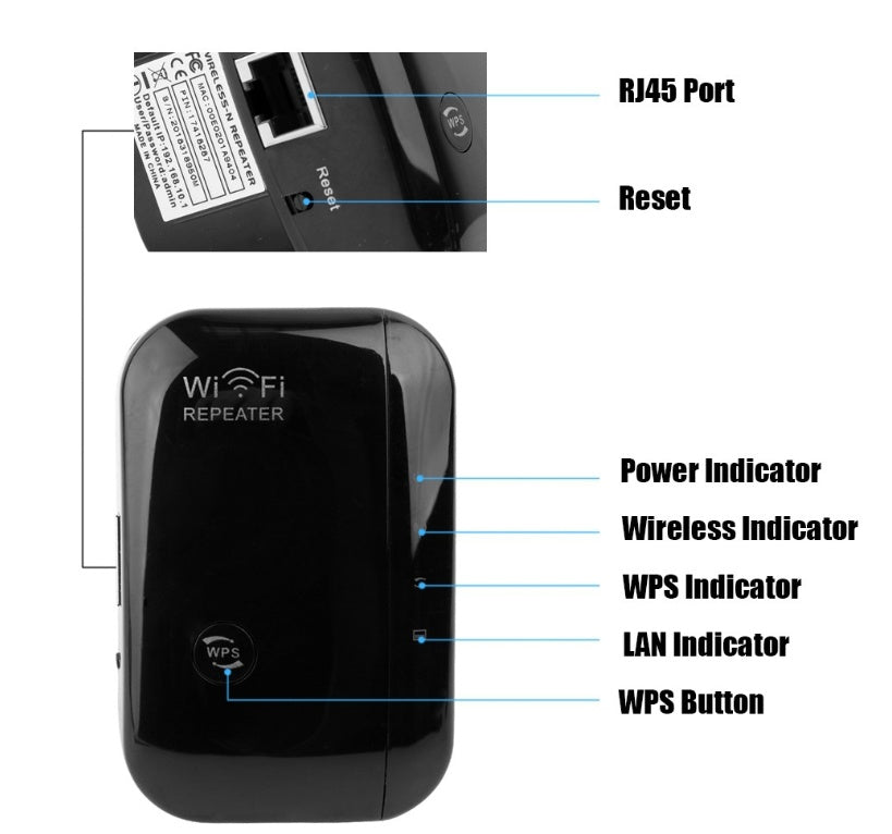 JMT-310154 Wireless WiFi Repeater Signal Amplifier - 300Mbps for Enhanced Internet Coverage