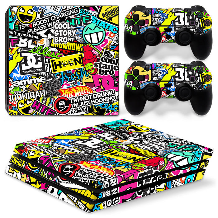 JMT-310282 Stylish Cartoon Vinyl Sticker for PS4 Pro Console and Controller - Scratch and Dust Protection