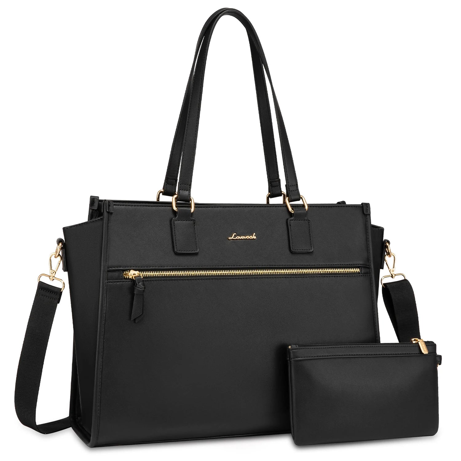 JMT-310538 Large Capacity Leather Work Tote Bag Set for Office, Business, School, and Travel - 15.6 inch Laptop Compatible