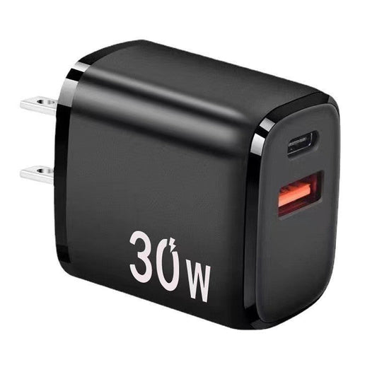 JMT-311498 Dual-Port USB Type-C Quick Charge Wall Plug in White and Black