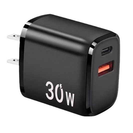 JMT-311498 Dual-Port USB Type-C Quick Charge Wall Plug in White and Black