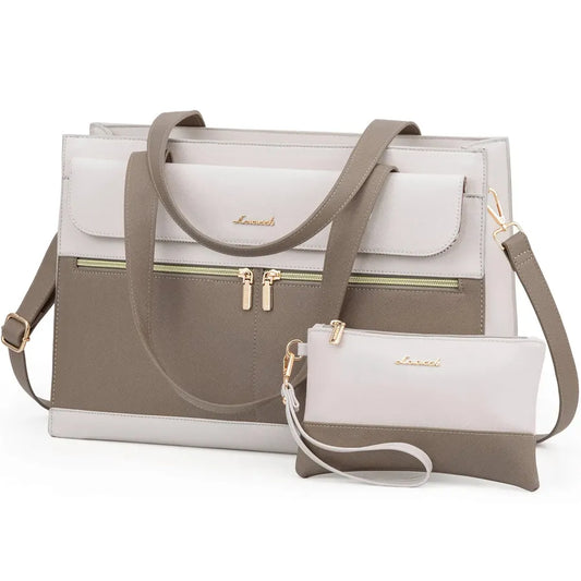 JMT-311690 Elegant 15.6 Inch Laptop Tote Handbag for Office Professionals, Durable PU Leather Business Briefcase, Spacious Work Purse for Women