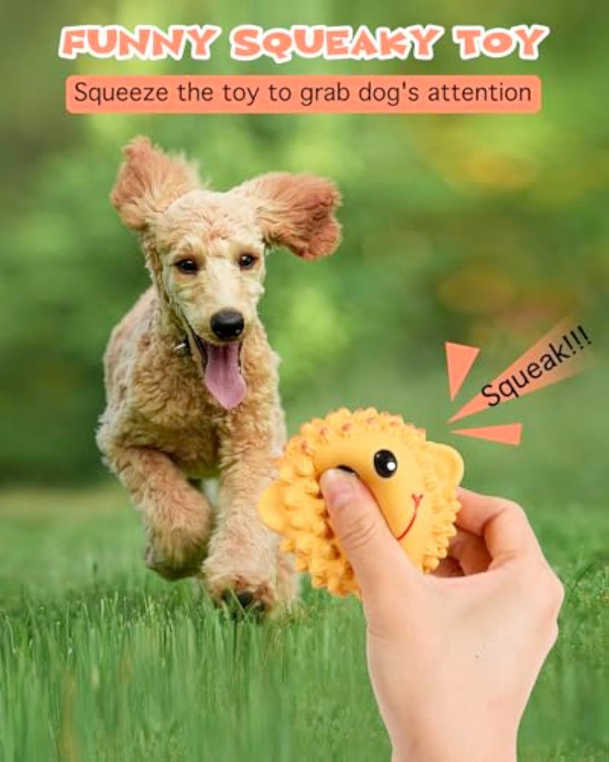 JMT-311946 Interactive Squeaky Dog Toys - Latex Spiky Fetch Balls for Small to Medium Dogs