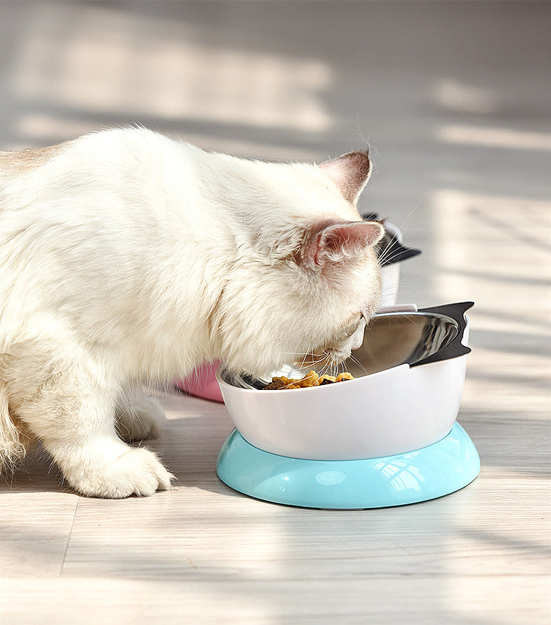 JMT-312138 Stainless Steel Cat Bowl with Non-Slip Base and Cute Ear Design