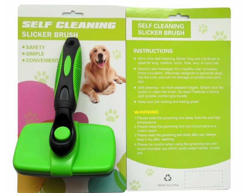 JMT-312202 Self-Cleaning Slicker Brush for Dogs and Cats - Stainless Steel and Heat-Resistant Design