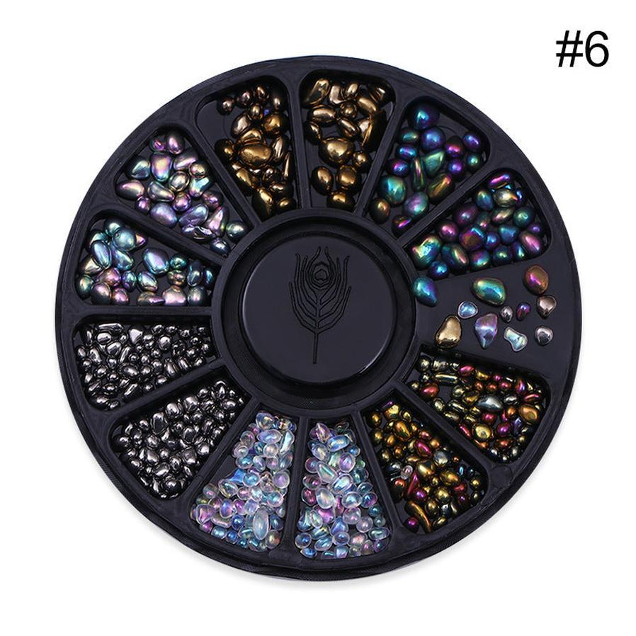 JMT-312266 Colored Diamond Nail Art Sequins - Flat Bottom Heart Beads Mix