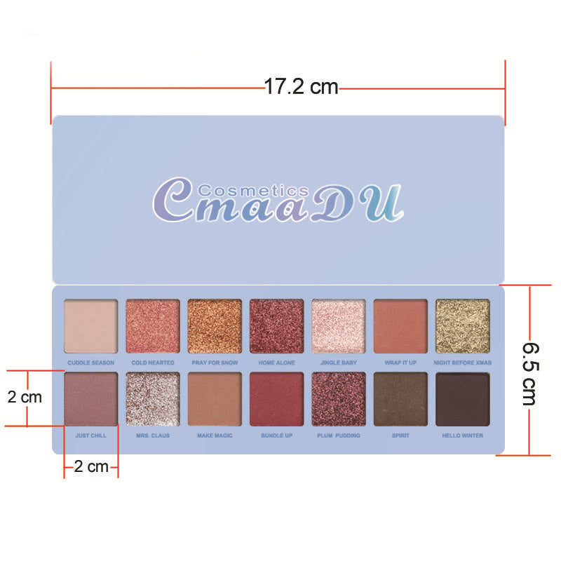JMT-312394 14-Color Matte and Metallic Waterproof Glitter Eyeshadow Palette