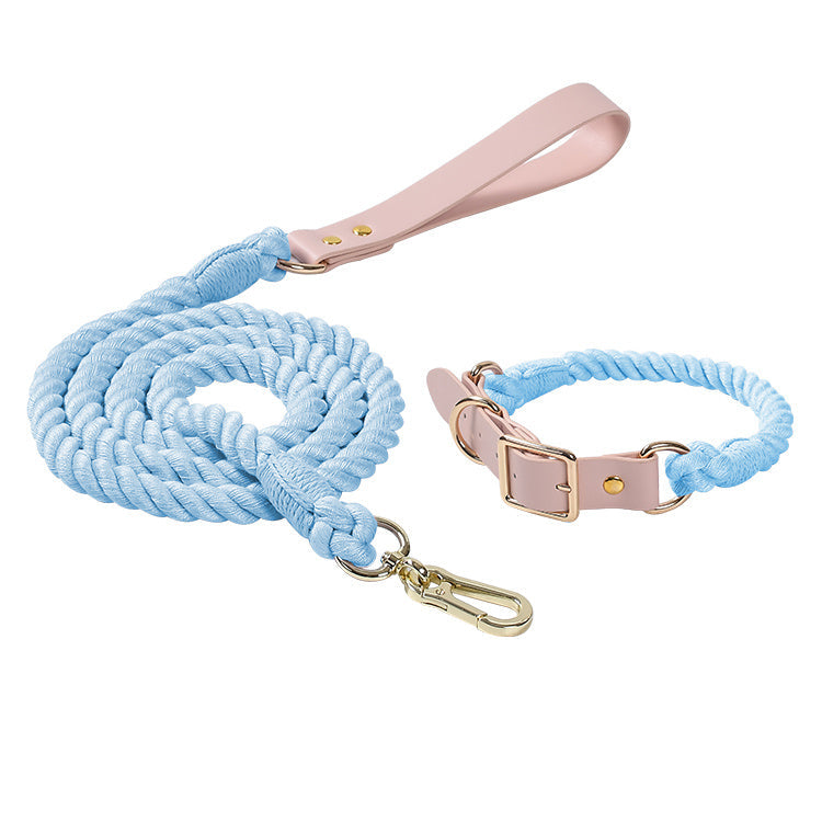 JMT-312458 Rainbow Adjustable Traction Rope and Collar for Medium and Large Dogs