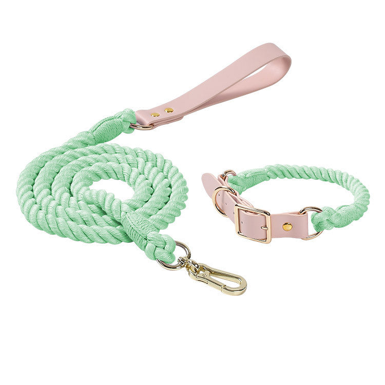 JMT-312458 Rainbow Adjustable Traction Rope and Collar for Medium and Large Dogs