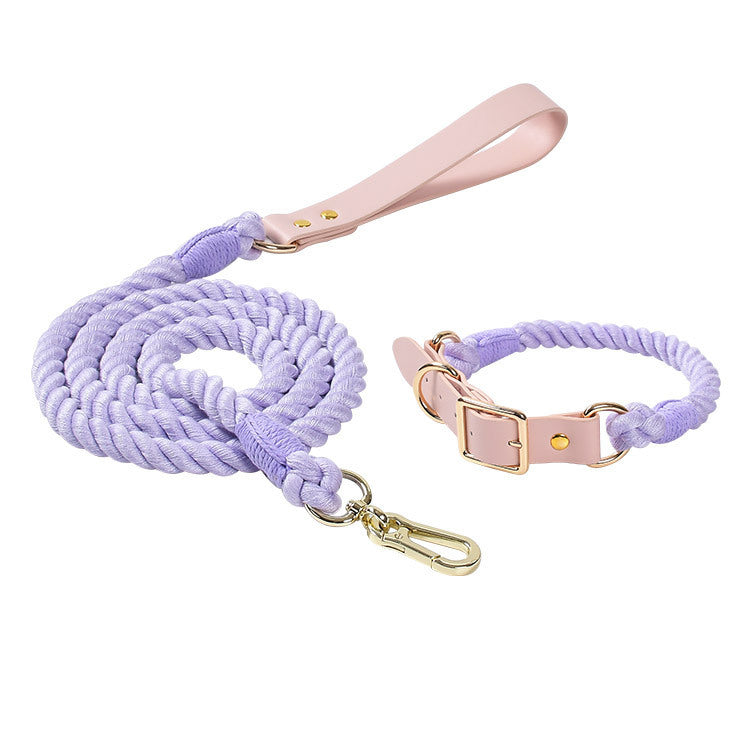 JMT-312458 Rainbow Adjustable Traction Rope and Collar for Medium and Large Dogs