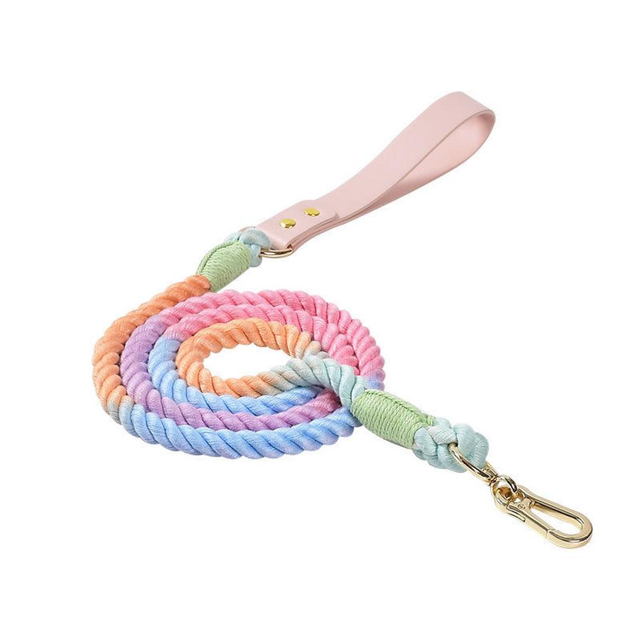 JMT-312458 Rainbow Adjustable Traction Rope and Collar for Medium and Large Dogs