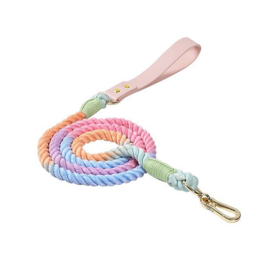 JMT-312458 Rainbow Adjustable Traction Rope and Collar for Medium and Large Dogs