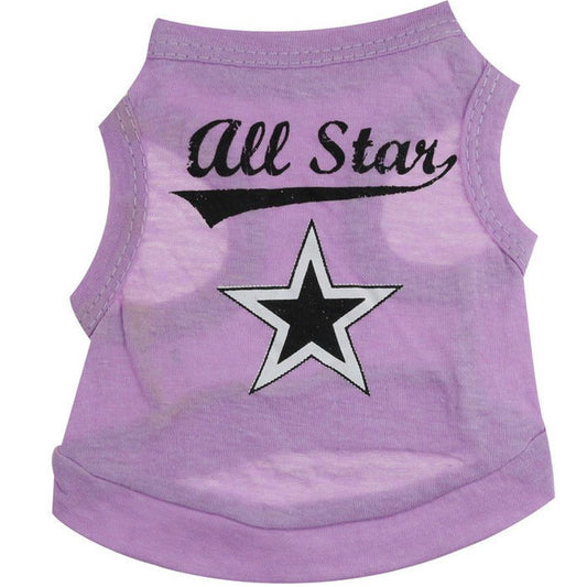 JMT-312586 Cotton Jersey Five-Star Printed Pet Vest for All Breeds