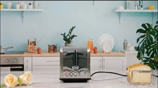 JMT-312778 Electric Stainless Steel 2-Slice Waffle and Bread Toaster Oven with Grill