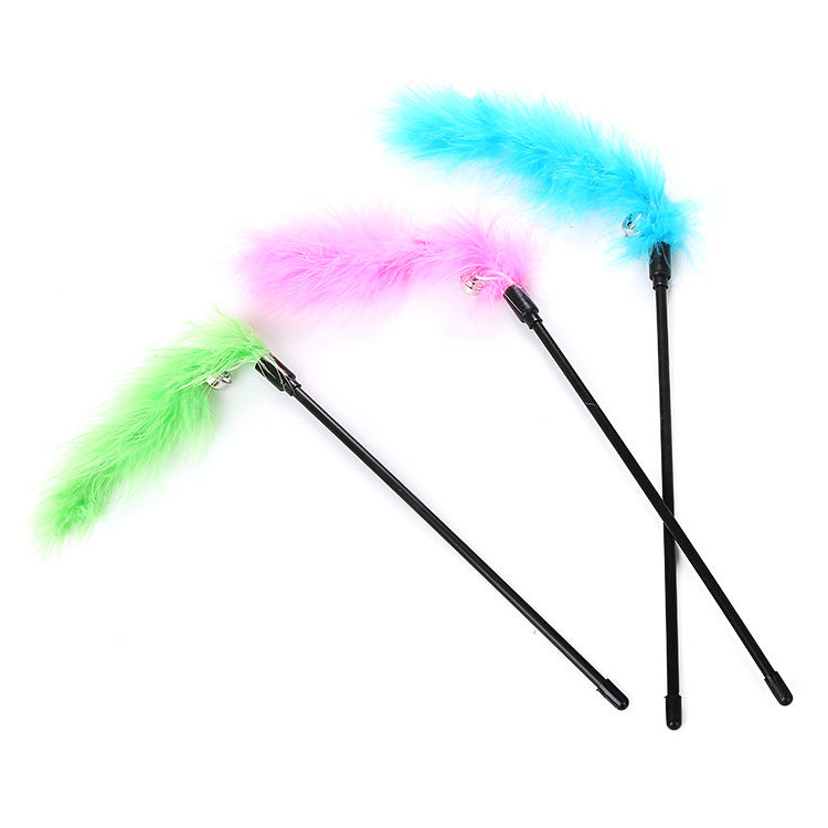 JMT-313098 Turkey Feather Cat Teaser Wand - Fun Interactive Play Stick for Cats, 27cm