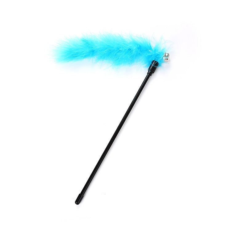 JMT-313098 Turkey Feather Cat Teaser Wand - Fun Interactive Play Stick for Cats, 27cm