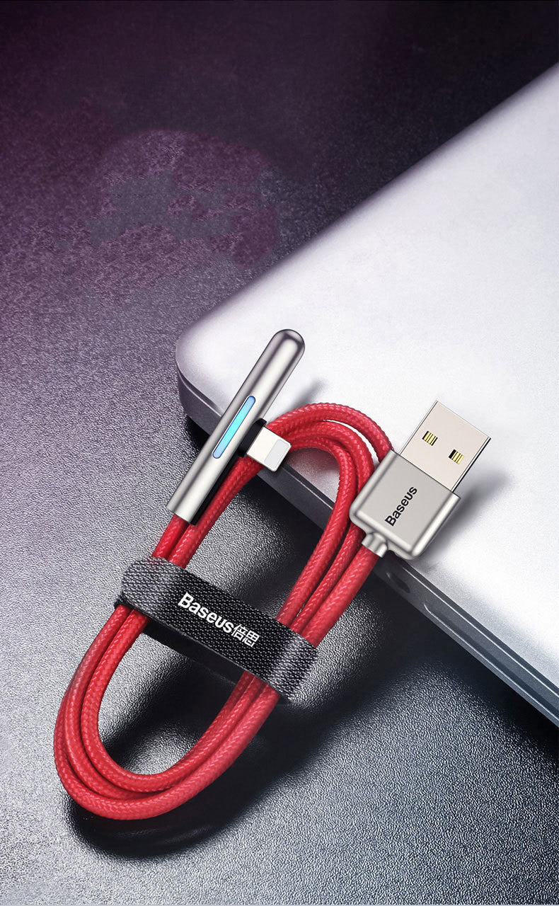 JMT-314442 Baseus 2m Elbow Design Data Cable for iPhone 8 and XS, Compatible Mobile Gaming Accessory