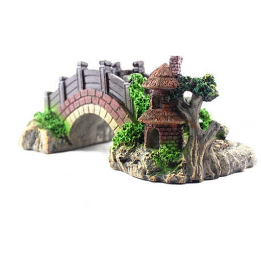 JMT-314442 Resin Retro Arch Bridge for Fish Tank Decoration and Turtle Climbing Platform