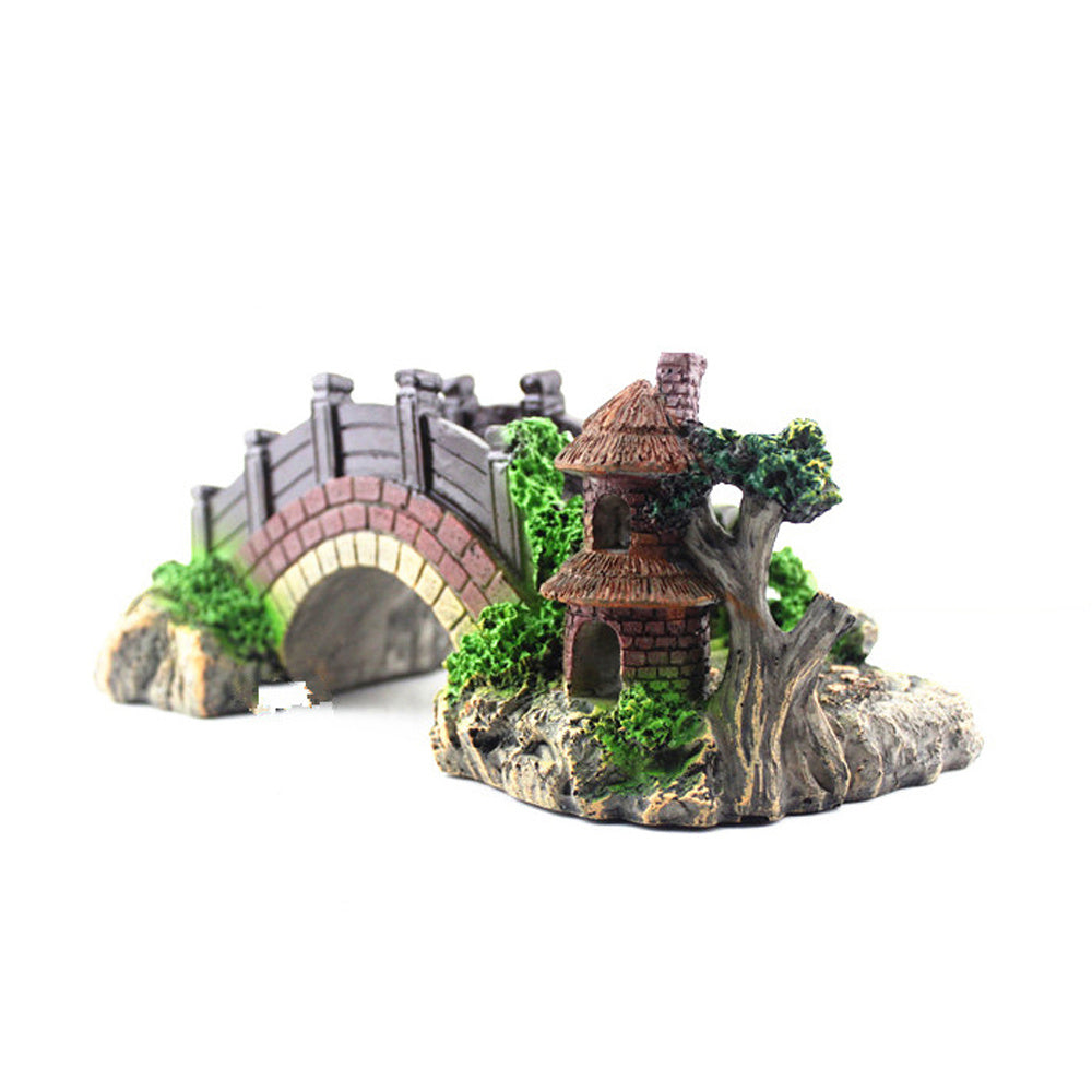 JMT-314442 Resin Retro Arch Bridge for Fish Tank Decoration and Turtle Climbing Platform