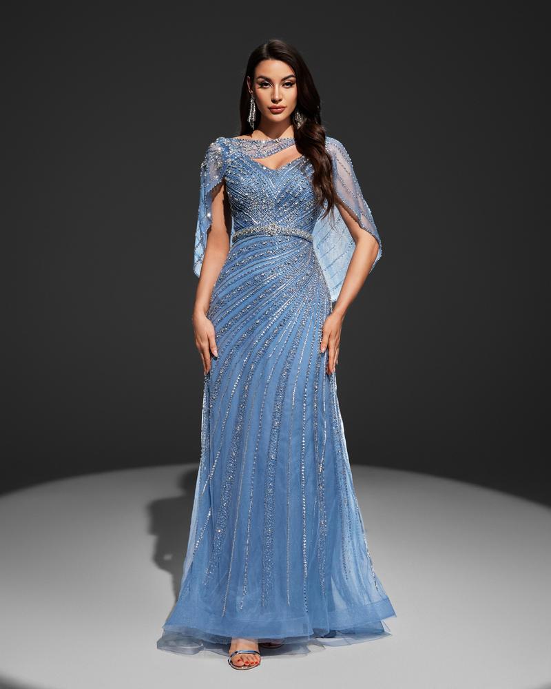 JMT-314506 Elegant Blue Evening Gown for Women - Style SH0078