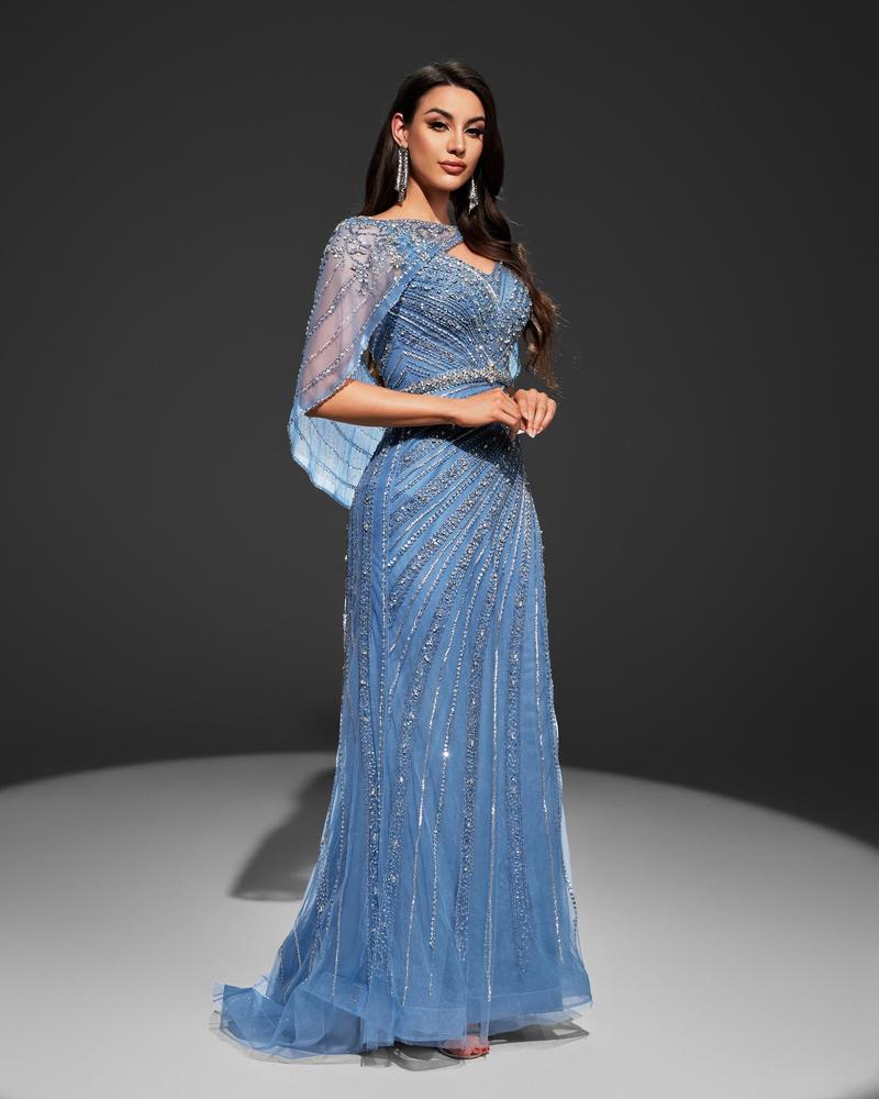 JMT-314506 Elegant Blue Evening Gown for Women - Style SH0078