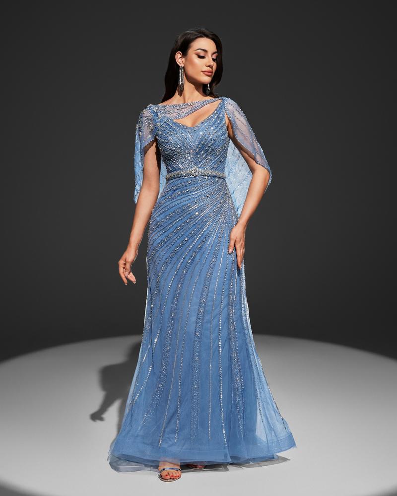 JMT-314506 Elegant Blue Evening Gown for Women - Style SH0078