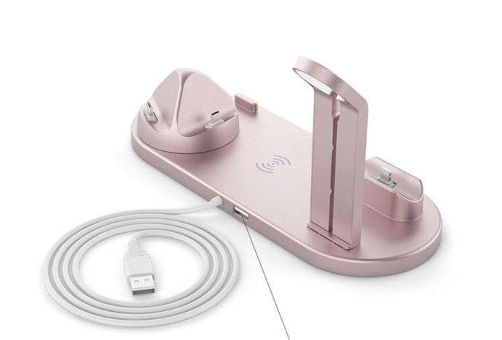 JMT-314954 Three-in-One Desktop Wireless Charging Stand - Black, White, Silver, Rose Gold Options