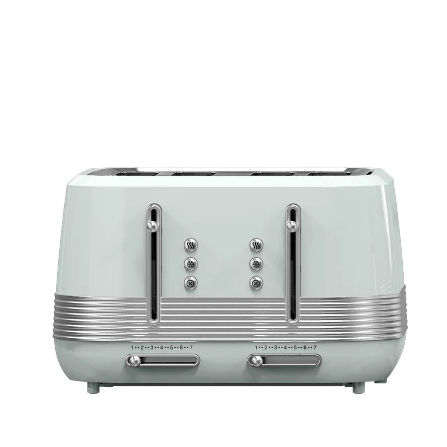 JMT-315082 Retro Vertical Electric Toaster with Custom Logo - Pink 4-Slice Bread and Burger Bun Slot