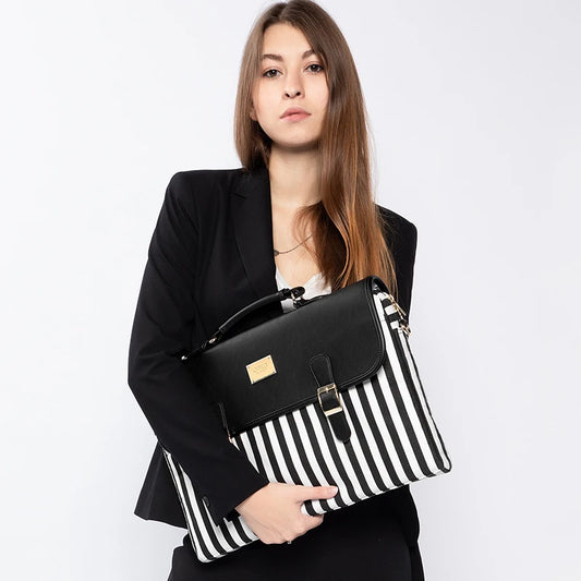 JMT-315082 Stylish Women's Canvas Laptop Bag for 15.6-Inch Laptops - Large Capacity Shoulder Briefcase for Office and School Use
