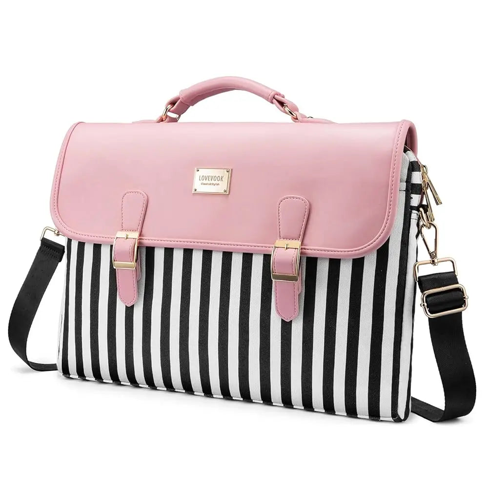 JMT-315082 Stylish Women's Canvas Laptop Bag for 15.6-Inch Laptops - Large Capacity Shoulder Briefcase for Office and School Use