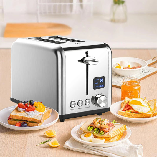 JMT-315210 LED Timer Display Stainless Steel Compact 2-Slice Electric Toaster