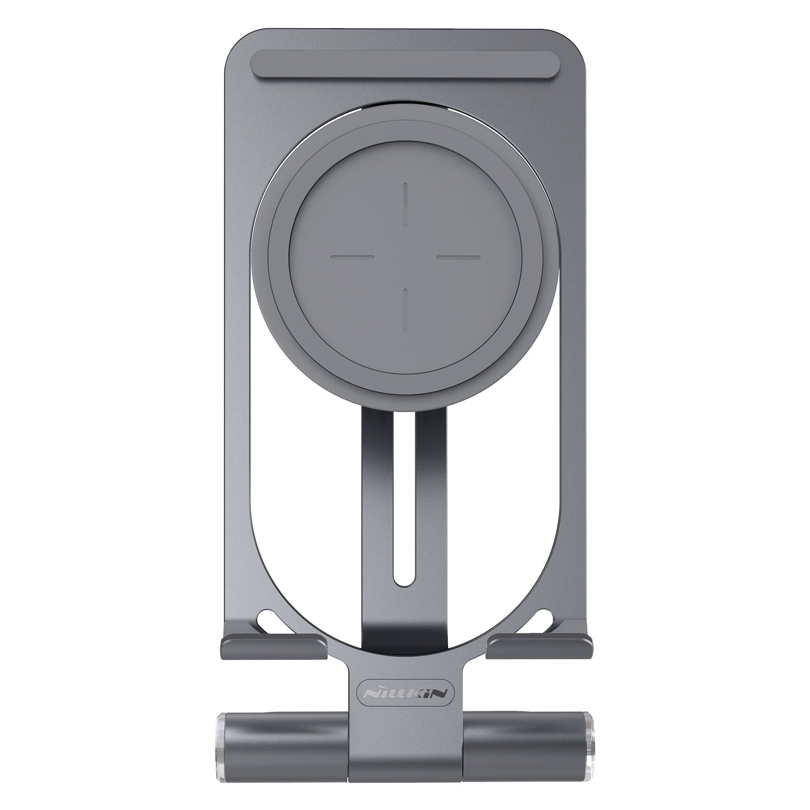 JMT-315274 Universal Wireless Charging Stand for Mobile Phones - Aluminum Alloy, Silver/Gray Finish