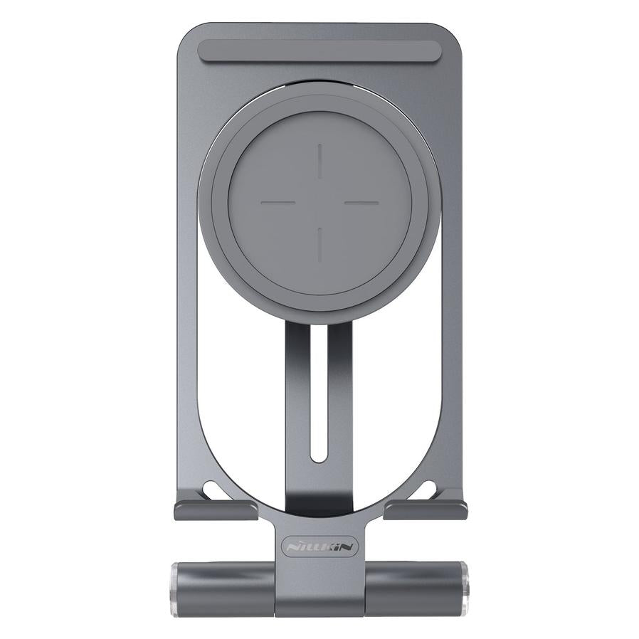 JMT-315274 Universal Wireless Charging Stand for Mobile Phones - Aluminum Alloy, Silver/Gray Finish
