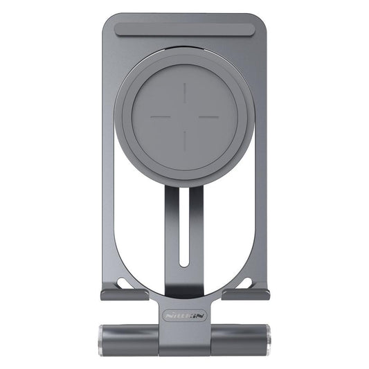 JMT-315274 Universal Wireless Charging Stand for Mobile Phones - Aluminum Alloy, Silver/Gray Finish
