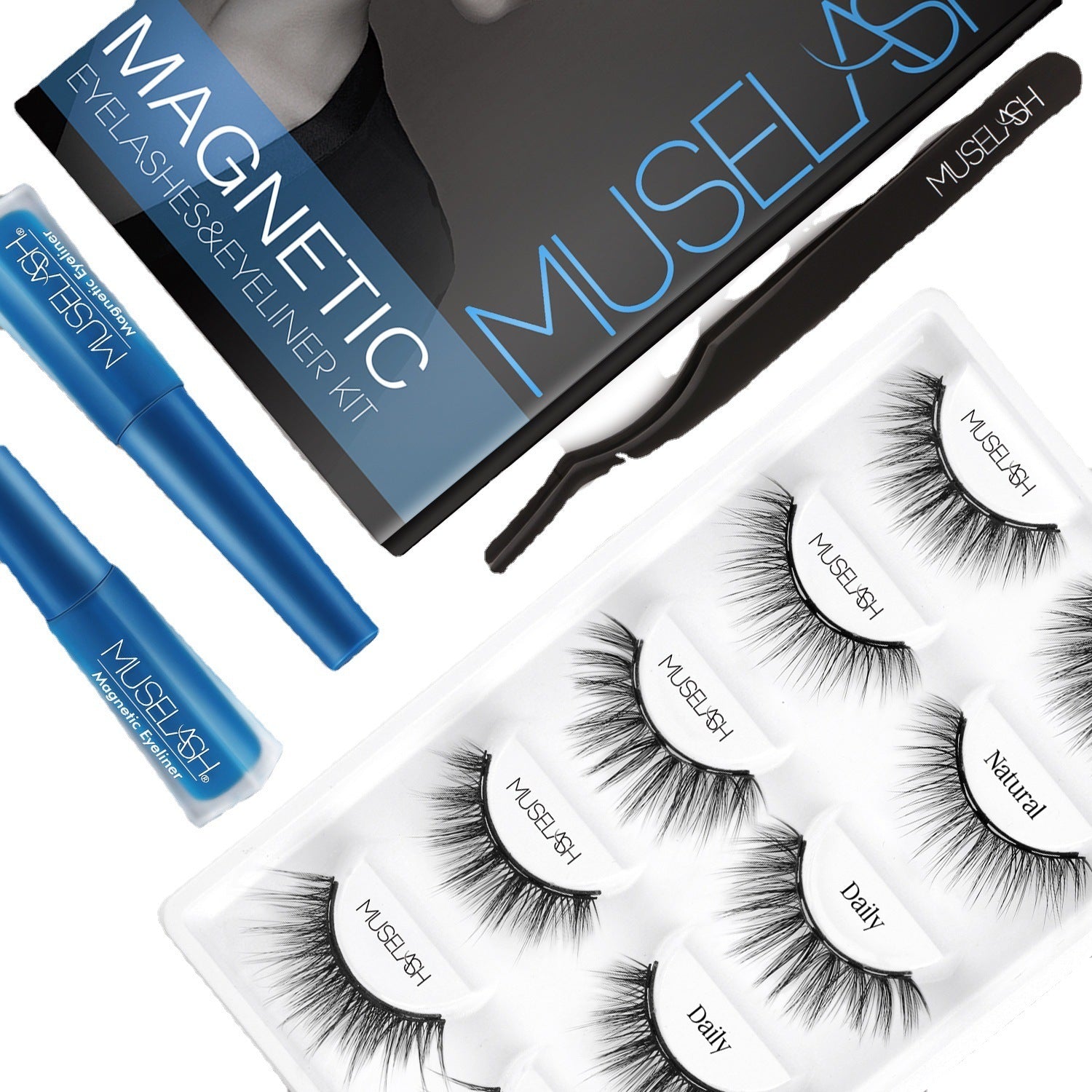 JMT-315530 Magnetic False Eyelash Set with Eyeliner and Applicator - 5 Pairs in Various Styles
