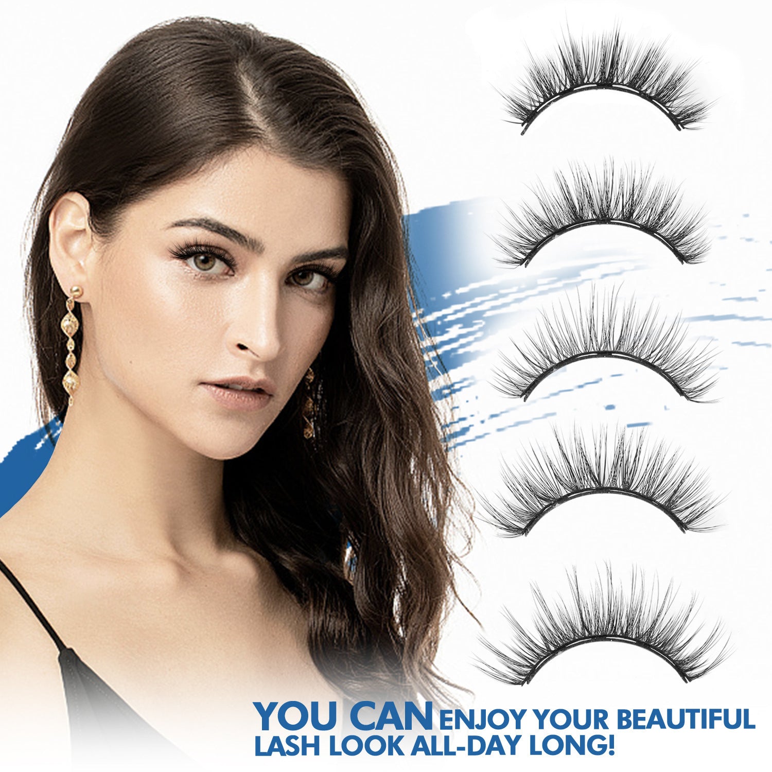 JMT-315530 Magnetic False Eyelash Set with Eyeliner and Applicator - 5 Pairs in Various Styles