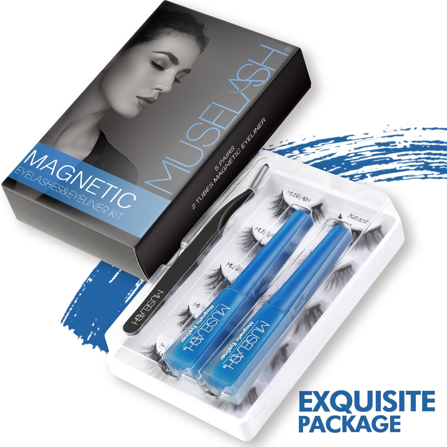 JMT-315530 Magnetic False Eyelash Set with Eyeliner and Applicator - 5 Pairs in Various Styles