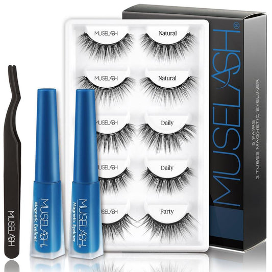 JMT-315530 Magnetic False Eyelash Set with Eyeliner and Applicator - 5 Pairs in Various Styles