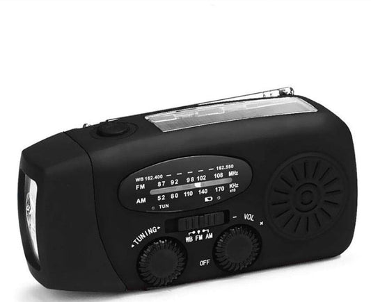 JMT-315594 Solar Hand Crank Radio Flashlight with USB Charging - Red, ABS Material, Compact Design