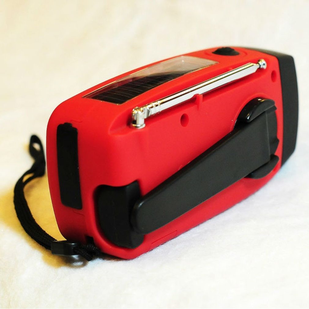 JMT-315594 Solar Hand Crank Radio Flashlight with USB Charging - Red, ABS Material, Compact Design