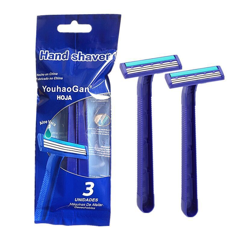 JMT-315658 Blue Stainless Steel Three-layer Disposable Razor for Men